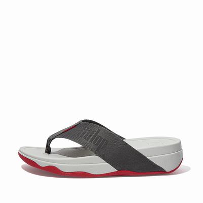 Fitflop Surfa Woven-Logo Toe-Post Sandalen Dames Grijs Nederland-49257
